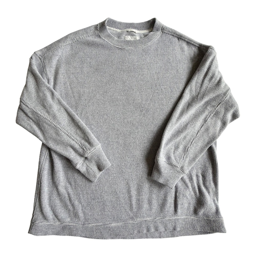 Aerie Getaway Waffle Knit Oversized Crewneck Sweatshirt Gray L Large Cozy